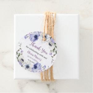 Quinceañera Purple Lilac Floral Tiara Butterflies  Favor Tags