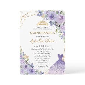 Quinceañera Purple Lilac Floral Tiara Princess