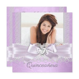 Quinceanera Purple Lilac Lace Damask Diamond Heart
