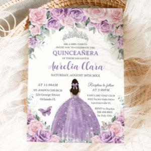 Quinceañera Purple Lilac Pale Pink Floral Princess