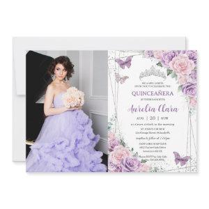 Quinceañera Purple Lilac Pink Floral Butterflies