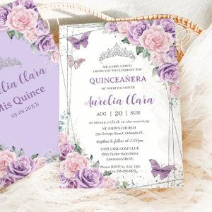 Quinceañera Purple Lilac Pink Floral Butterflies