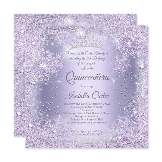 Quinceanera Purple Lilac Snowflake Winter party