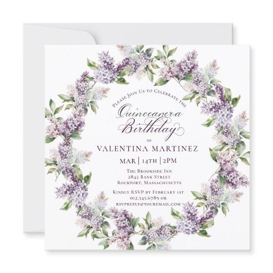 Quinceanera Purple Lilac Spring Flower Square