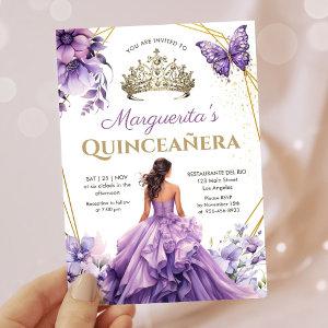Quinceañera Purple Lilac Tiara Floral Butterfly