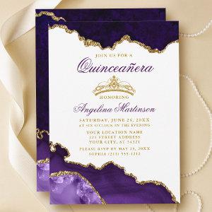 Quinceanera Purple Marble Gold Crown