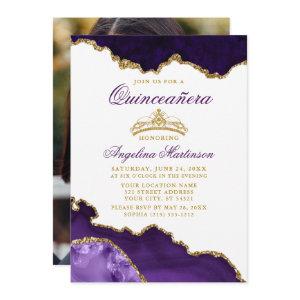 Quinceanera Purple Marble Gold Crown Photo