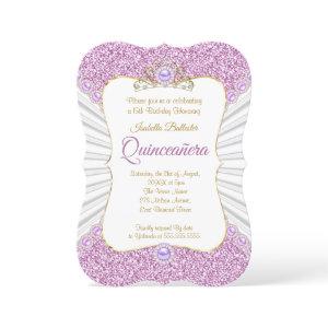 Quinceanera Purple Pearl Gold tiara birthday Party