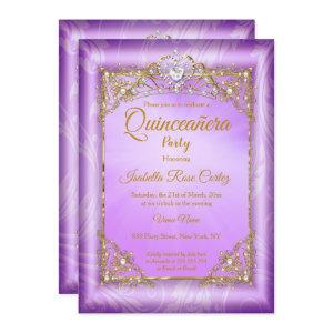 Quinceanera Purple pearl photo Gold Tiara party