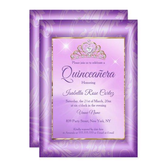 Quinceanera Purple photo Gold Tiara party