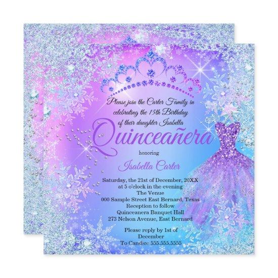 Quinceanera Purple Pink Blue Winter WonderLand