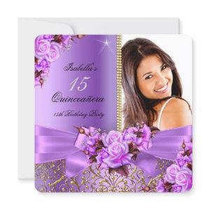 Quinceanera Purple Pink Rose Gold 15th Birthday