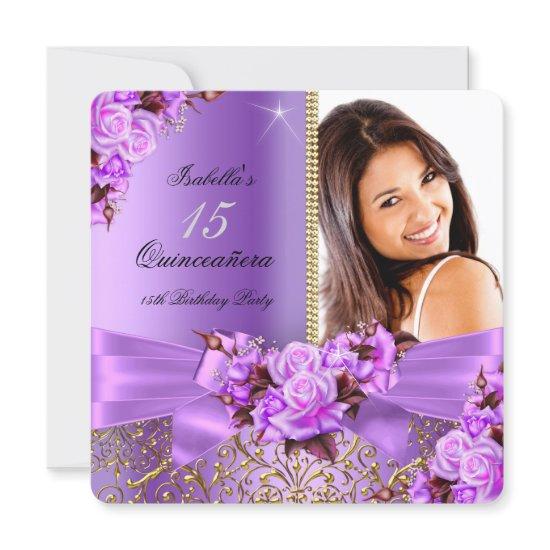 Quinceanera Purple Pink Rose Gold 15th Birthday
