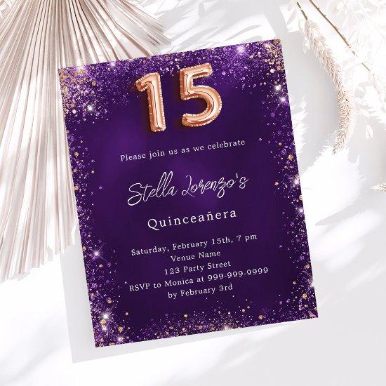 Quinceanera purple rose gold party