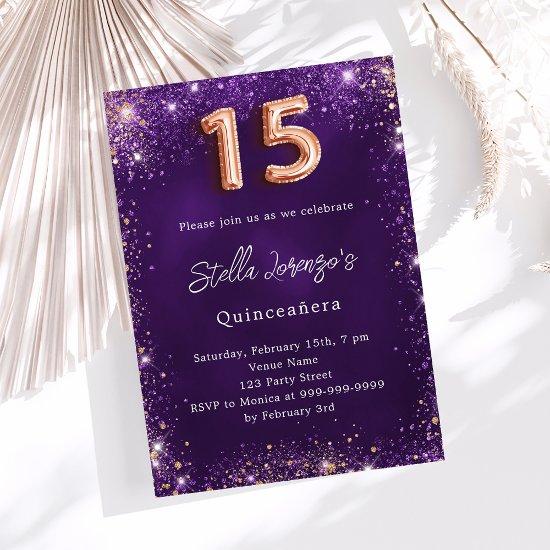 Quinceanera purple rose gold premium