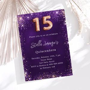 Quinceanera purple rose gold sparkles