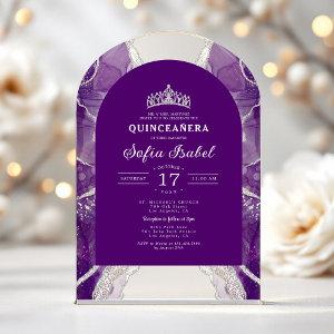 Quinceañera Purple Silver Agate Elegant Acrylic