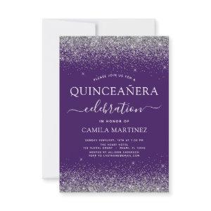 Quinceanera Purple Silver Modern Glitter