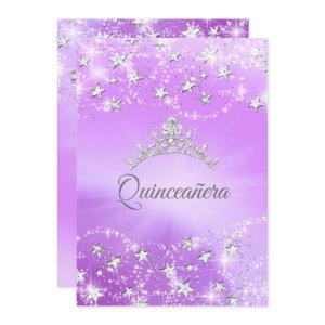 Quinceanera Purple Silver Sparkle Tiara Stars