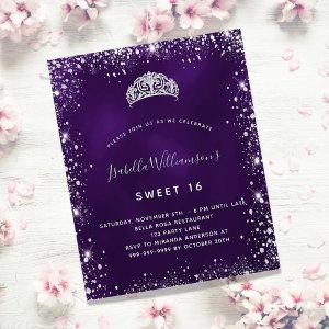 Quinceanera purple silver tiara budget  flyer