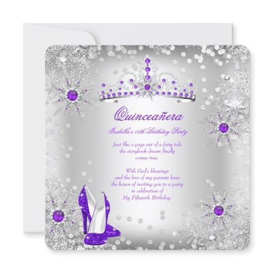 Quinceanera Purple Silver Winter Wonderland