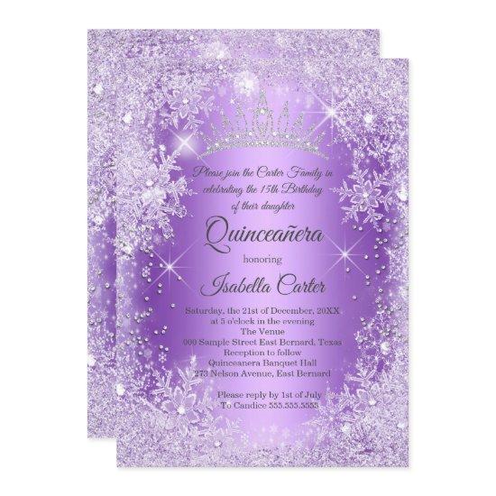 Quinceanera Purple Snowflake Winter Wonderland