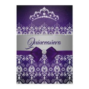 Quinceanera Purple Sparkle Diamond Tiara Bow