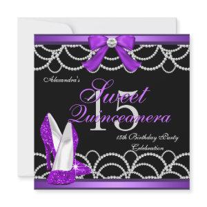 Quinceanera Purple Sweet 15 Party Glitter Black