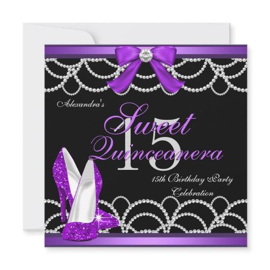 Quinceanera Purple Sweet 15 Party Glitter Black