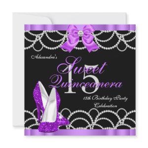 Quinceanera Purple Sweet 15 Party Glitter Black
