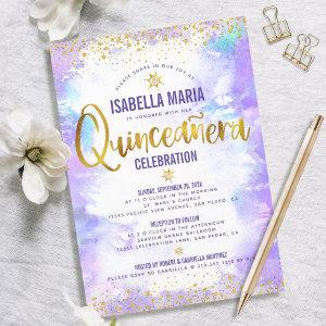 Quinceañera Purple Watercolor Gold Foil Elegant