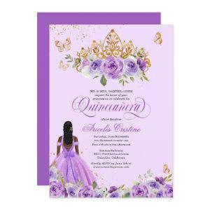 Quinceañera Purple Watercolor Roses Butterfly
