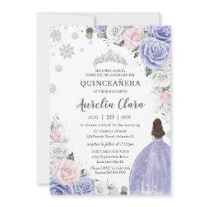 Quinceañera Purple White Pink Floral Winter Snow