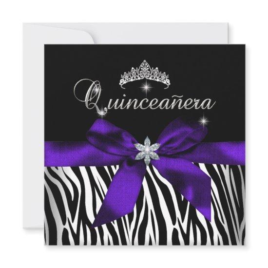 Quinceanera Purple Zebra Black White Diamonds