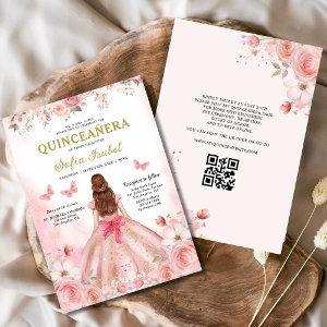 Quinceañera QR Code Blush Pink Rose Floral