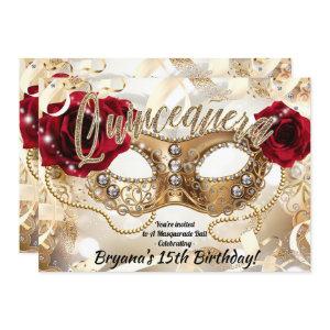 Quinceañera Quince Cream Gold Masquerade Party
