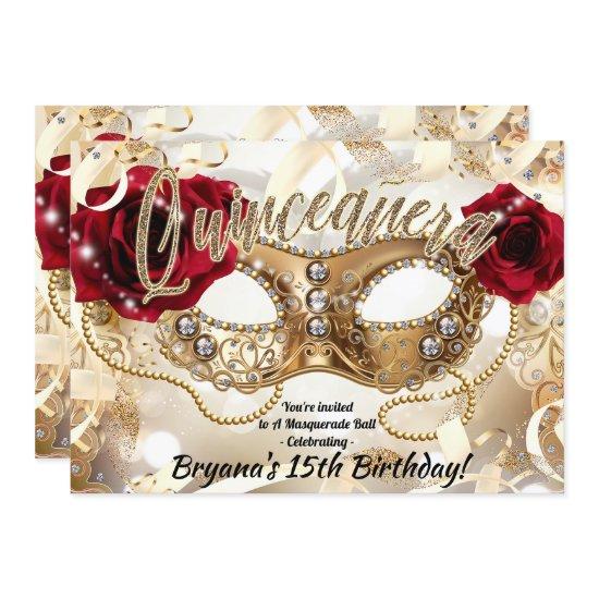 Quinceañera Quince Cream Gold Masquerade Party