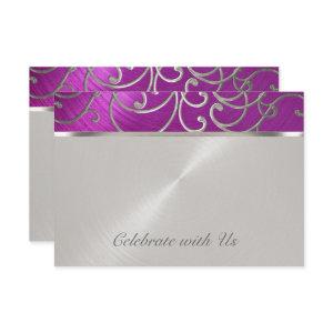 Quinceanera Raspberry and Silver Filigree Swirls