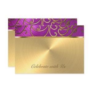 Quinceanera Raspberry Pink Gold Filigree Swirls
