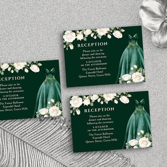 Quinceanera Reception Princess Dress Roses Green Enclosure Card