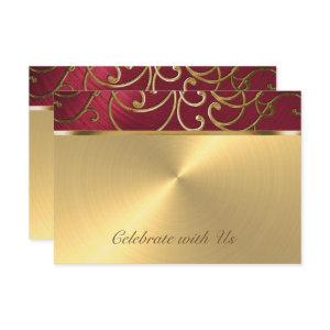 Quinceanera Red and Gold Filigree Swirls