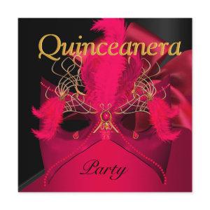 Quinceanera Red Black Gold Mask Masquerade