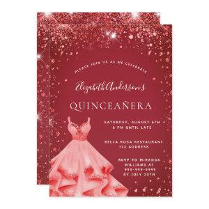 Quinceanera red dress glitter