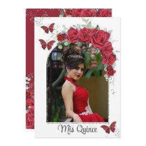 Quinceañera Red Floral Roses Butterflies Photo