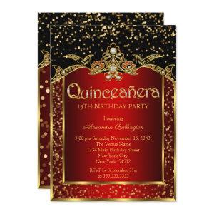 Quinceanera Red Gold Black Birthday Party
