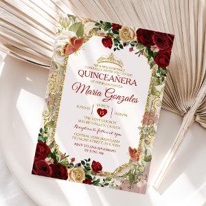 Quinceañera Red & Gold Crown Mexican Butterfly