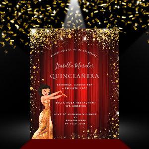 Quinceanera red gold dress budget  flyer