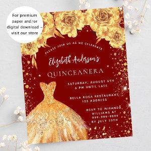 Quinceanera red gold dress rose budget  flyer