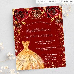 Quinceanera red gold dress social media