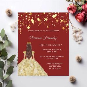 Quinceanera red gold dress stars